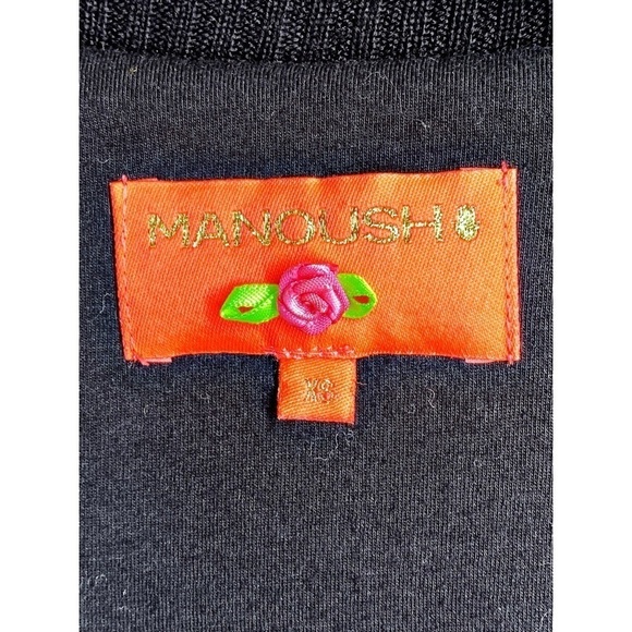 MANOUSH Christmas Cardigan Sweater Jacket Sequin Reindeer Snowflakes Lace, XS - Picture 6 of 10